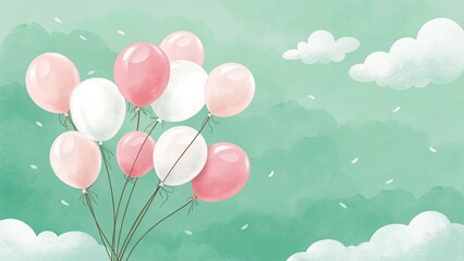 Fototapeta premium pink balloon on blue sky background