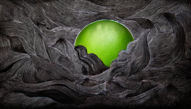 visual guide for inner symbolism metaphysical battle esoteric tension charcoal black with lime highlight tactile density ritual objects abstract erosion layers frottage naturalist