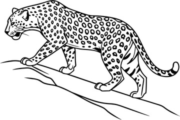 coloring page line art the jaguar black vector