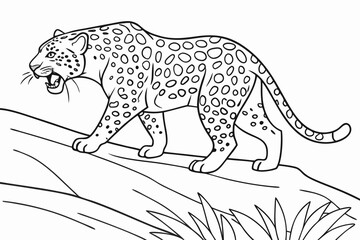 coloring page line art the jaguar black vector