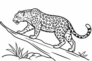coloring page line art the jaguar black vector