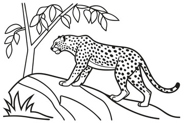 coloring page line art the jaguar black vector