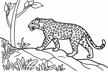 coloring page line art the jaguar black vector