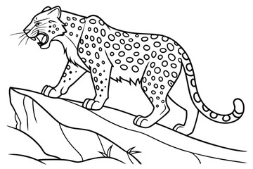 coloring page line art the jaguar black vector