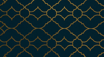 Elegant Dark Blue Background with Golden Floral Trellis Pattern