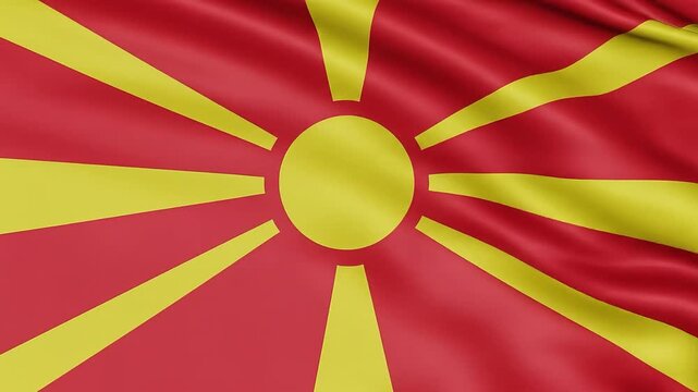 Macedonia flag waving proudly in the breeze, showing national pride and identity