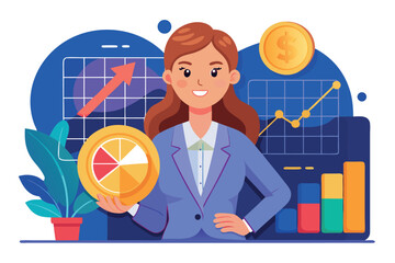 Businesswoman presenting financial growth and investment strategies for success