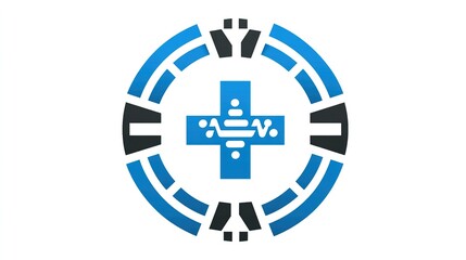 Obraz premium Blue Medical Cross Logo with Circle Design on White Background