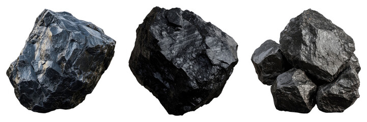 Fototapeta premium set of black coal isolated on transparent background