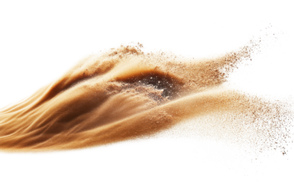 Flying sand transparent isolated on white background, png
