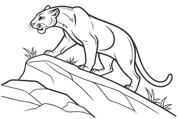 coloring page line art the puma black vector
