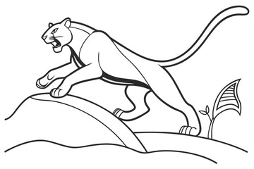 coloring page line art the puma black vector