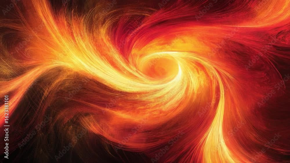 Wall mural vibrant abstract swirl of red and orange flames creating dynamic energy with soft flowing lines 4k v