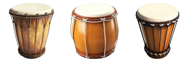 set of bongo drum isolated on transparent background