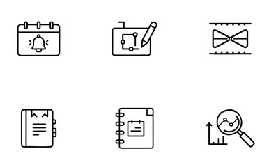 Collection of Six Modern Flat Design Business Icons for Various Purposes
