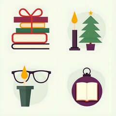 A cozy collection of holiday symbols and learning elements