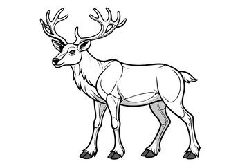 coloring page line art the caribou black vector