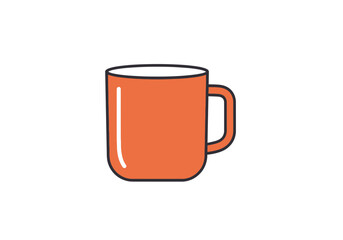Obraz premium Illustration of an orange mug with a handle and a white interior on a white background view