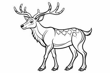 coloring page line art the caribou black vector