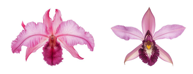 Pink strong orchid flowers isolated on white or transparent background PNG