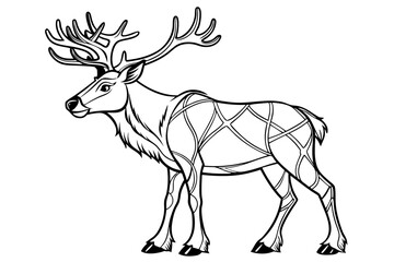coloring page line art the caribou black vector