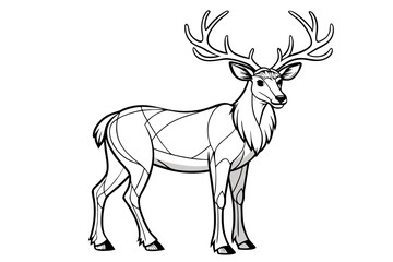 coloring page line art the caribou black vector