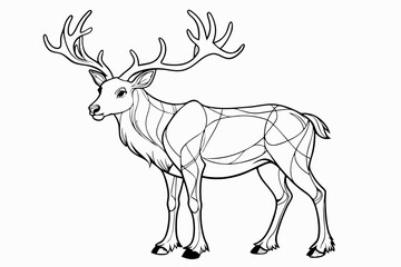 coloring page line art the caribou black vector