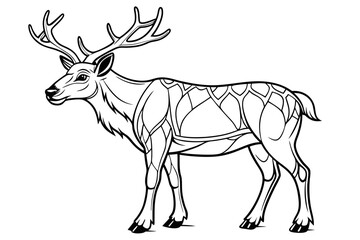 coloring page line art the caribou black vector