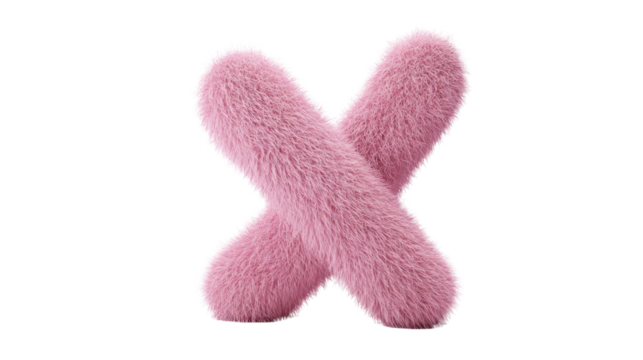 Pink plush soft checkmark stuffed symbol toy isolated on white background