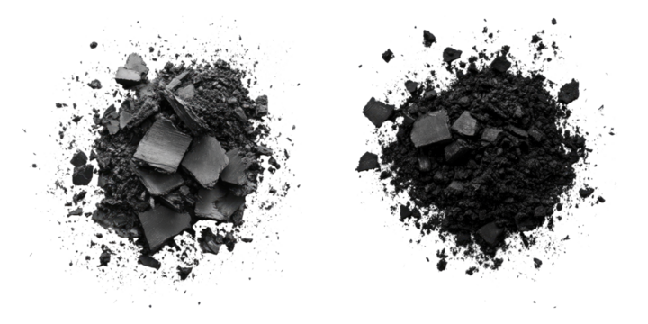 set of charcoal isolated on transparent background