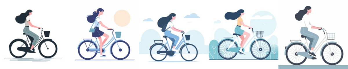 Fototapeta premium vector of woman riding a bicycle