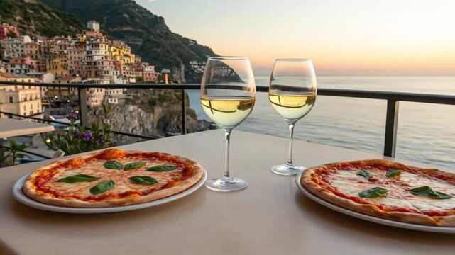 Delicious Pizza and Wine with a Stunning Coastal View