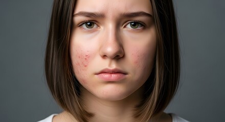 Fototapeta premium Woman with Acne Understanding and Treating Facial Breakouts