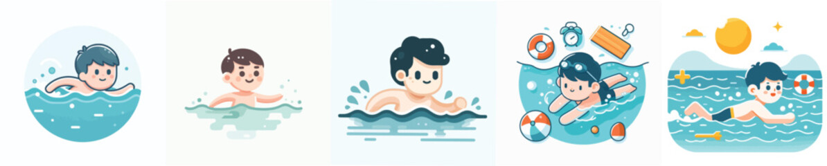 vector of a boy swimming