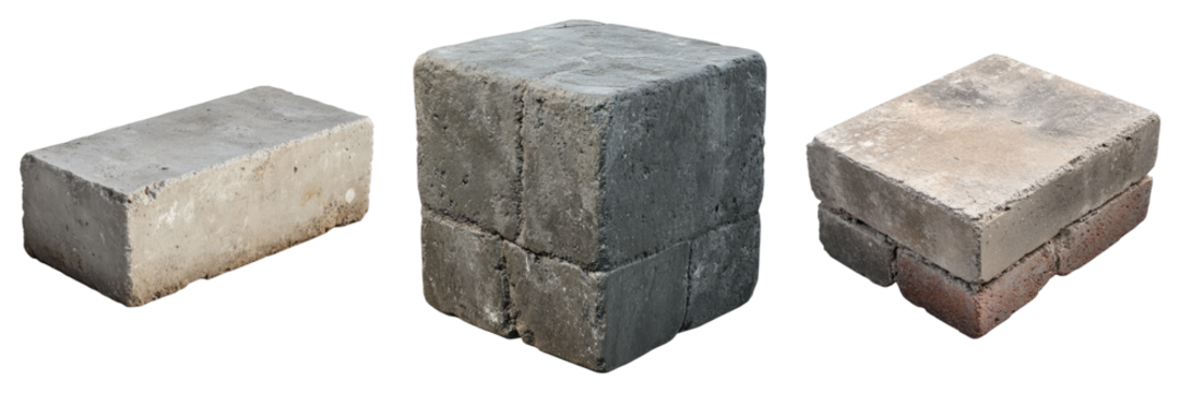 set of cinder block isolated on transparent background