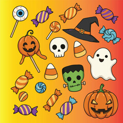 illustration for happy halloween in flat style design