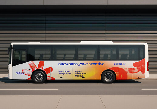 City Bus Branding Mockup &ndash; Side View Presentation for Advertising Design