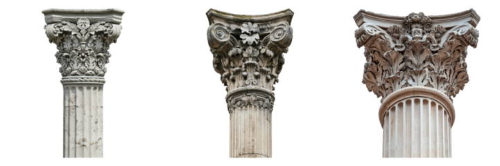 set of column isolated on transparent background