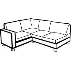 Corner Sectional Sofa Line Art Illustration