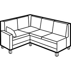 Corner Sectional Sofa Line Art Illustration