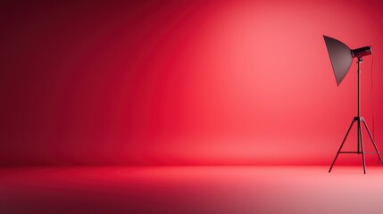 Red glow in a photography studio, creating a dramatic lighting effect.