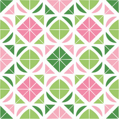 Pink and Green Geometric Seamless Pattern