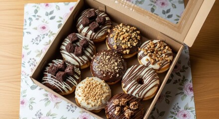 Fototapeta premium box of yummy donuts for brunch