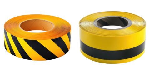 set of barrier tape isolated on transparent background