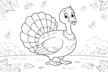 Cute Thanksgiving Turkey Tracing Coloring Activity