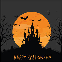 illustration for happy halloween in flat style design
