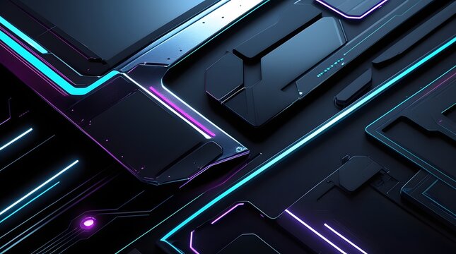 a futuristic tech style wallpaper with a predominantly dark color scheme, featuring sleek metallic surfaces,