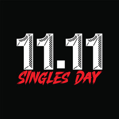 Minimal Red Singles Day Poster Featuring Bold 11.11 Typography. Red Singles Day Poster, Singles Day Poster, Singles Day.