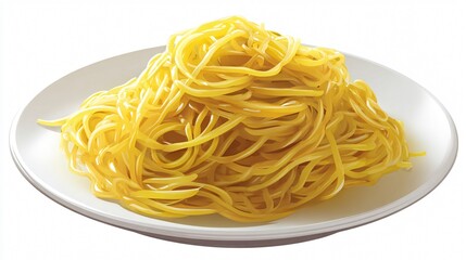 Delicious Plate of Spaghetti on White Background for Culinary Design Projects