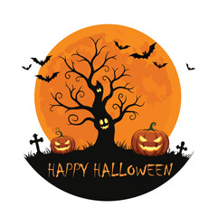 illustration for happy halloween in flat style design